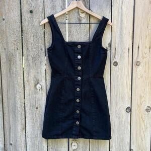 Cotton On Black Denim Button Size 4 Small S Mini Dress